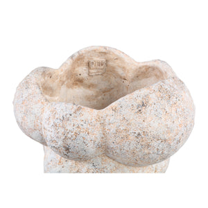Blumentopf – Zement Material, Kreis Muster, Creme Farbe, XL – Vasilisa | PTMD