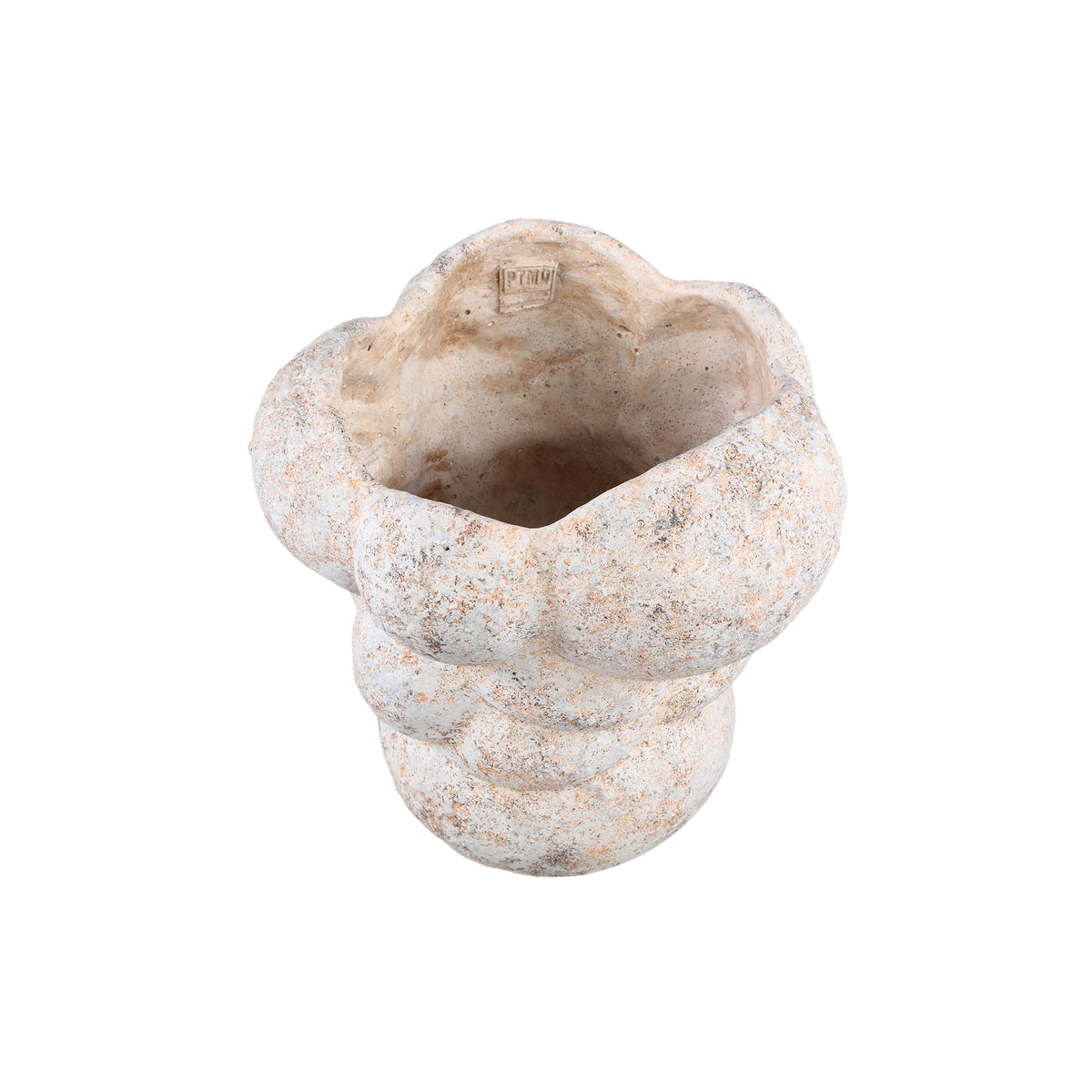 Blumentopf – Zement Material, Kreis Muster, Creme Farbe, XL – Vasilisa | PTMD