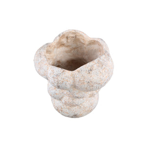 Blumentopf – Zement Material, Kreis Muster, Creme Farbe, XL – Vasilisa | PTMD