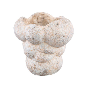 Blumentopf – Zement Material, Kreis Muster, Creme Farbe, XL – Vasilisa | PTMD