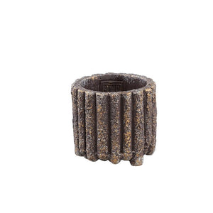 Flower Pot - Round Cement, Ribbed Pattern, Brown, XS – Morganne | PTMD