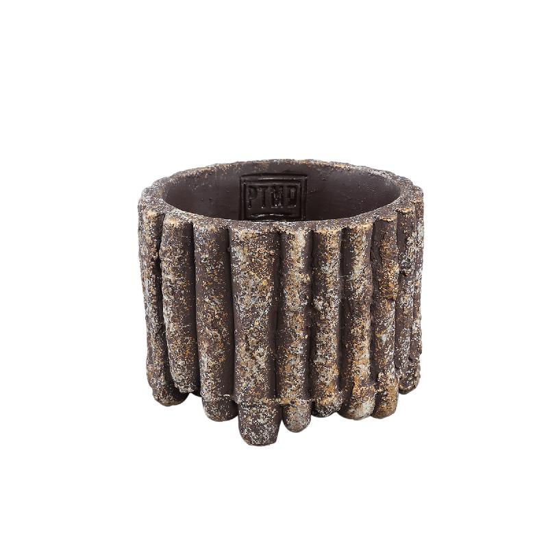Flowerpot - Round Cement, Ribbed Pattern, Brown, S – Morganne | PTMD