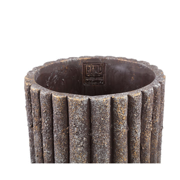 Flowerpot - Round Cement, Ribbed Pattern, Brown, L – Morganne | PTMD