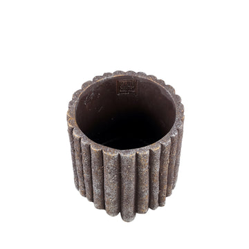 Flowerpot - Round Cement, Ribbed Pattern, Brown, L – Morganne | PTMD