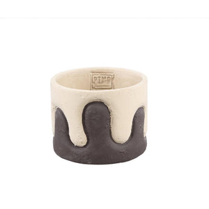 Flower Pot – Brown Surface, Cream Drip Look, Cement Material, S – Shelomi | PTMD