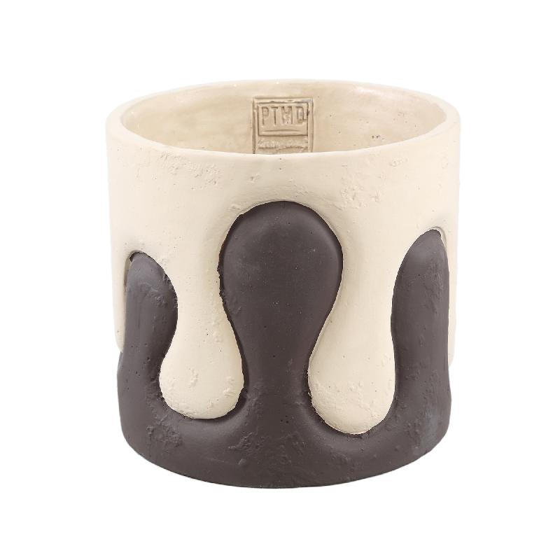 Topf – Rund Form, Zementoptik, Tropf Design, L - Shelomi | PTMD