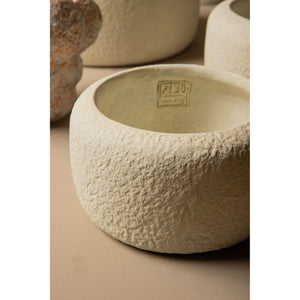 Flower pot – Cement Material, Low Form, White Color, S – Evelynn | PTMD