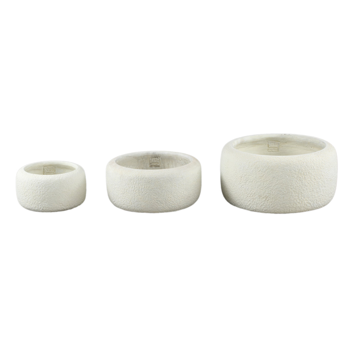 Flowerpot - Round Cement, Low, White, L – Evelynn | PTMD