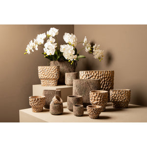 Flower Pot – Round Shape, Wavy Lines Pattern, Grey Color, S – Diesel | PTMD