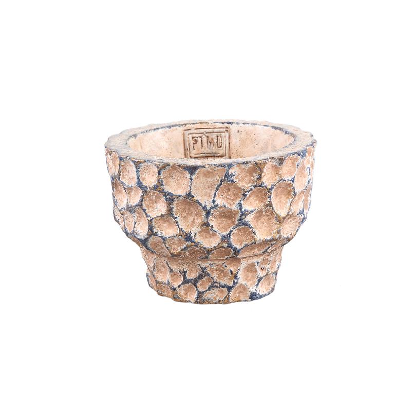 Blumentopf – Runde Form, Gestempeltes Muster, Braune Farbe, S – Liselot | PTMD
