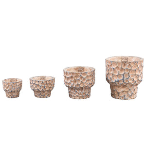 Blumentopf – Runde Form, Gestempeltes Muster, Braune Farbe, L – Liselot | PTMD