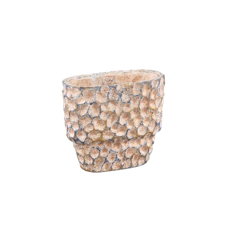 Flowerpot - Oval Shape, Stamped Pattern, Brown Color, S - Liselot | PTMD