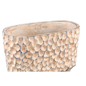 Flowerpot – Oval Shape, Stamped Pattern, Brown Color, L – Liselot | PTMD