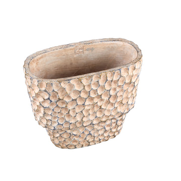 Blumentopf – Ovale Form, Gestempeltes Muster, Braune Farbe, L – Liselot | PTMD