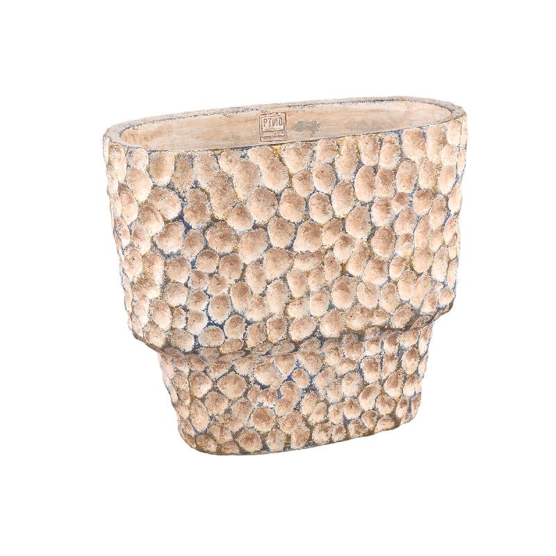Flowerpot – Oval Shape, Stamped Pattern, Brown Color, L – Liselot | PTMD