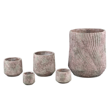 Topf – Wellen Linien, Zement Material, Runde Form, XS - Diesel | PTMD