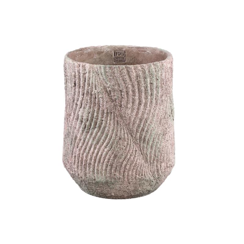 Flowerpot – Round shape, Wavy line pattern, Grey color, Tall shape, M – Diesel | PTMD