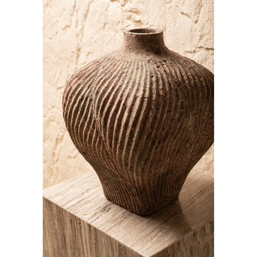 Vase – Wellen Linien, Zement Material, Runde Form ,L - Diesel | PTMD