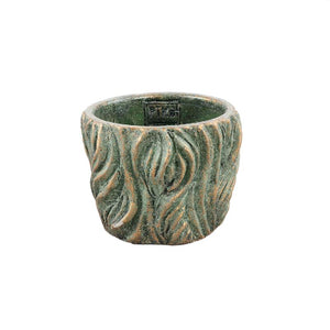 Flowerpot - Round Cement, Wavy Lines, Green, Low, S – Alexio | PTMD