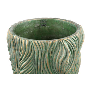 Flower Pot - Round Cement, Wavy Lines, Green, Low, XXL – Alexio | PTMD