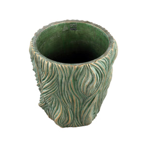 Flower Pot - Round Cement, Wavy Lines, Green, Low, XXL – Alexio | PTMD