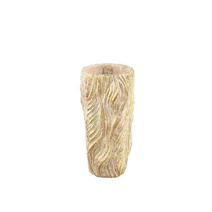 Blumentopf - Runder Zement, Wellenlinien, Creme, Hoch, S – Alexio | PTMD