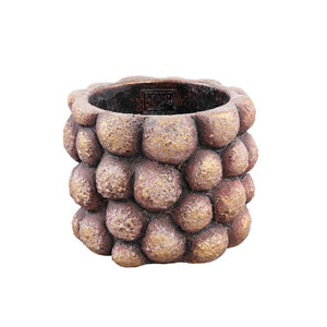 Flowerpot - Round cement, stud pattern, bronze color, M - Gen | PTMD
