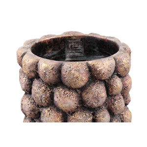 Flower Pot - Round Cement, Nub Pattern, Bronze Color, L – Gen | PTMD