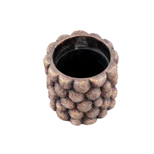 Flower Pot - Round Cement, Nub Pattern, Bronze Color, L – Gen | PTMD