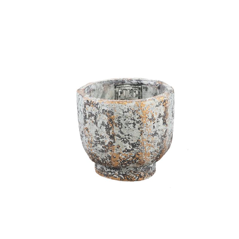 Flower Pot - Round Cement, Rough Surface, Grey, XS – Akil | PTMD