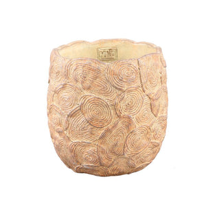 Flowerpot - Round Cement, Circle Pattern, Brown, L – Jaimme | PTMD