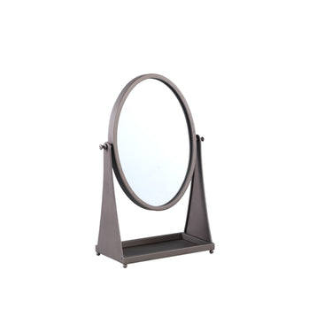 Table Mirror - Glass & Iron Metal, Oval Shape, Handmade, Brown, Tall – Francess | PTMD