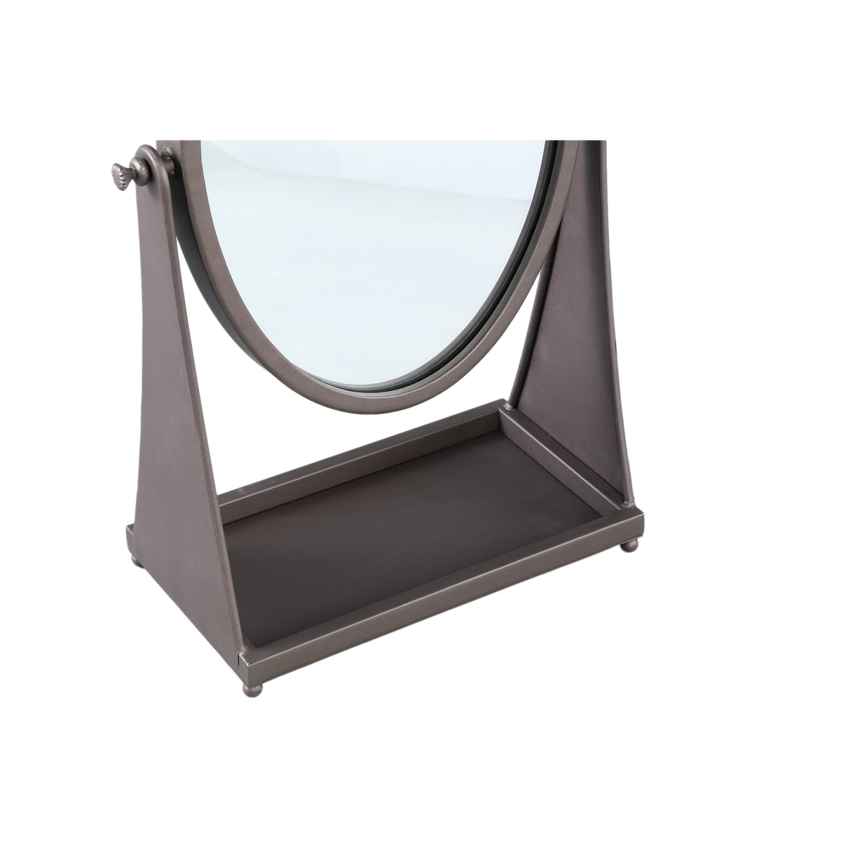 Table Mirror - Glass & Iron Metal, Oval Shape, Handmade, Brown, Tall – Francess | PTMD