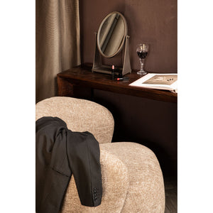 Table Mirror - Glass & Iron Metal, Oval Shape, Handmade, Brown, Tall – Francess | PTMD