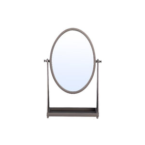 Table Mirror - Glass & Iron Metal, Oval Shape, Handmade, Brown, Tall – Francess | PTMD