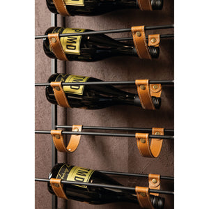 Wine Rack – Iron, Leather Detail, Rectangular, Black, 12 Bottles, Handmade – Kyrann | PTMD