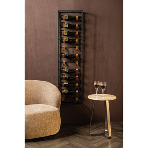 Wine Rack – Iron, Leather Detail, Rectangular, Black, 12 Bottles, Handmade – Kyrann | PTMD