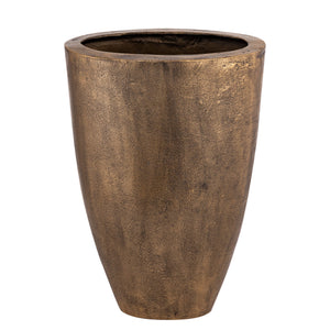 Flower Pot – Oval Shape, Cast Aluminum, Brass-Colored Surface, L – Qasem | PTMD