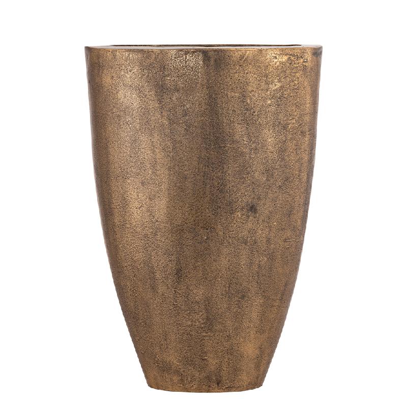 Flower Pot – Oval Shape, Cast Aluminum, Brass-Colored Surface, L – Qasem | PTMD