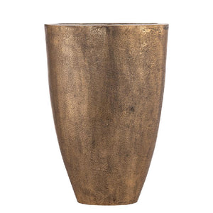Flower Pot – Oval Shape, Cast Aluminum, Brass-Colored Surface, L – Qasem | PTMD