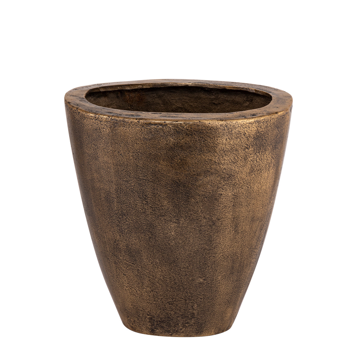 Blumentopf – Ovale Form, Aluminium Guss, Messingfarbene Oberfläche, S – Qasem | PTMD