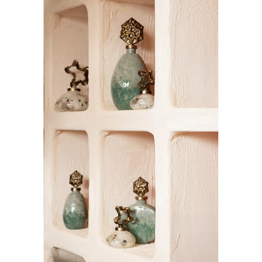 Statue - green glass body, brass lid, compact silhouette - Cherisee | PTMD