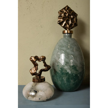 Statue - grüner Glaskörper, Messingdeckel, handgefertigtes Design – Cherisee | PTMD