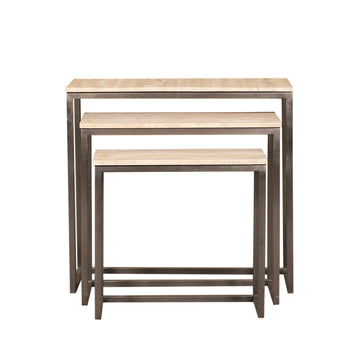Beistelltisch – Travertin Stein, Rechteckige Form, Stabiles Design, Schwarz – Zoah | PTMD