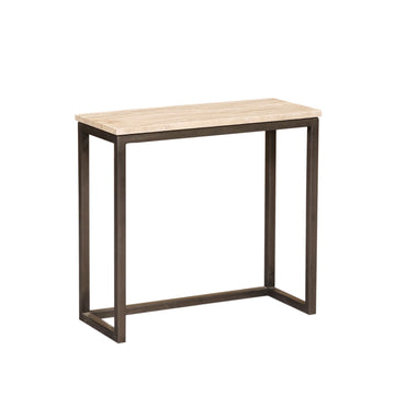 Beistelltisch – Travertin Stein, Rechteckige Form, Stabiles Design, Schwarz – Zoah | PTMD