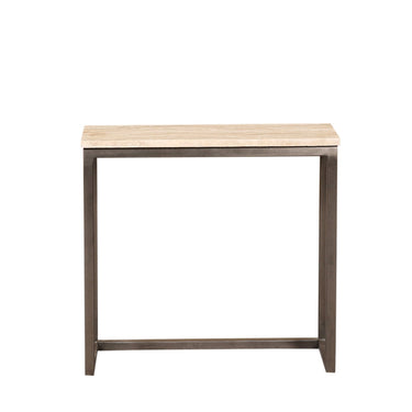 Beistelltisch – Travertin Stein, Rechteckige Form, Stabiles Design, Schwarz – Zoah | PTMD