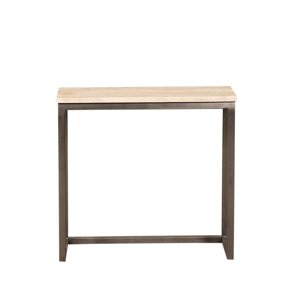 Side Table - Iron, Travertine Marble Top, Rectangular, Black – Zoah | PTMD