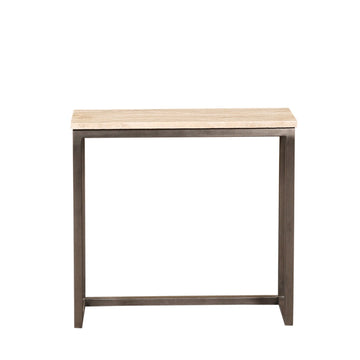 Beistelltisch – Travertin Stein, Rechteckige Form, Stabiles Design, Schwarz – Zoah | PTMD