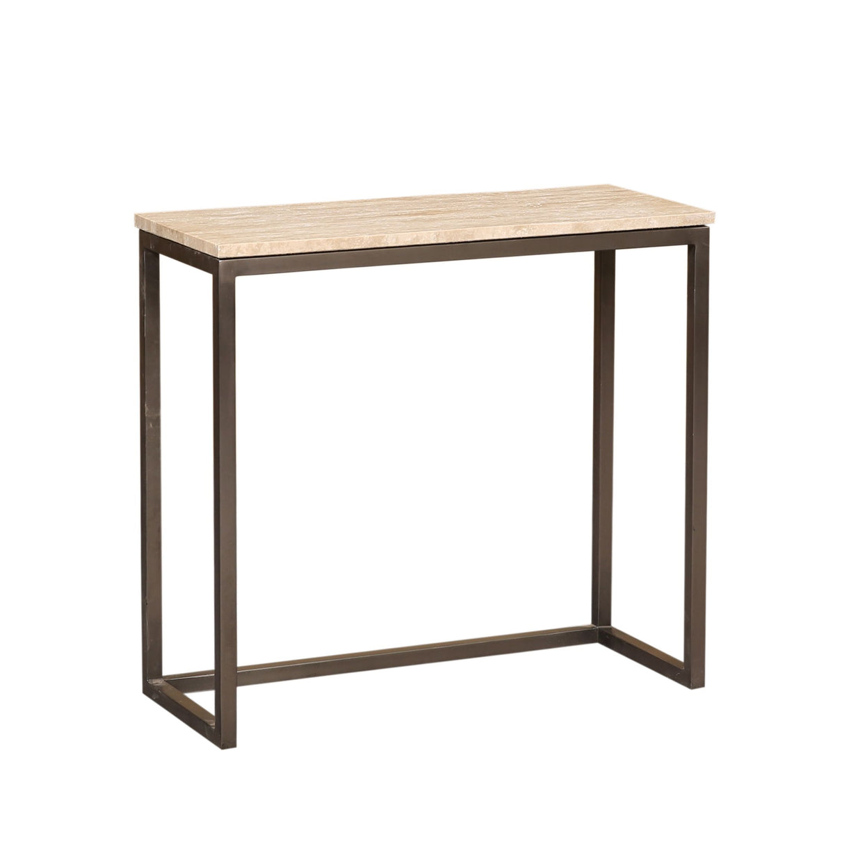 Side Table - Iron, Travertine Marble Top, Rectangular, Black – Zoah | PTMD