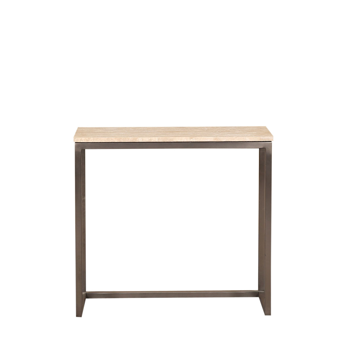 Side Table - Iron, Travertine Marble Top, Rectangular, Black – Zoah | PTMD